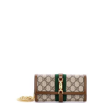 Gucci Jackie 1961 Continental Chain Wallet GG Coated Canvas