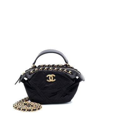 Chanel Top Handle Clutch with Chain Nylon with Grosgrain Mini