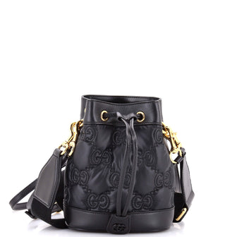 Gucci GG Convertible Bucket Bag GG Embossed Matelasse Nylon with Leather Small