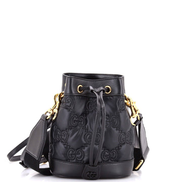Gucci GG Convertible Bucket Bag GG Embossed Matelasse Nylon with Leather Small