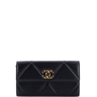 Chanel 19 Flap Wallet Quilted Lambskin Long