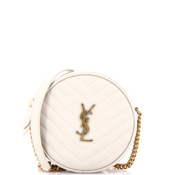 Saint Laurent Vinyle Round Camera Bag Matelasse Chevron Leather