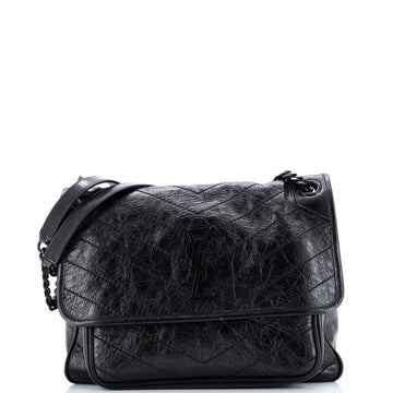 Saint Laurent Niki Chain Flap Bag Matelasse Chevron Leather Medium