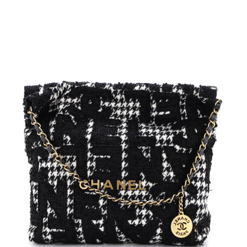 Chanel 22 Chain Hobo Logo Quilted Tweed Small