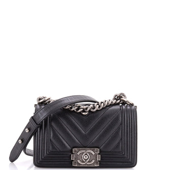 Chanel Boy Flap Bag Chevron Caviar Small