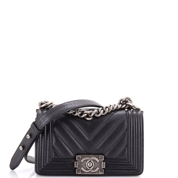 Chanel Boy Flap Bag Chevron Caviar Small