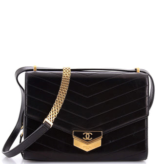 Chanel Medal Envelope Flap Bag Chevron Calfskin Large