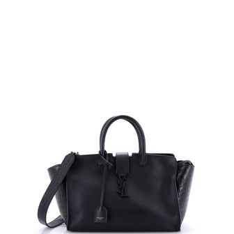Saint Laurent Monogram Cabas Downtown Leather with Crocodile Embossed Leather Small