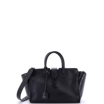 Saint Laurent Monogram Cabas Downtown Leather with Crocodile Embossed Leather Small