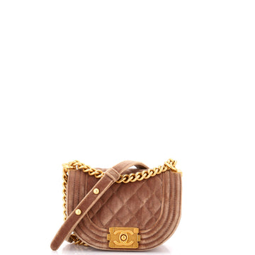Chanel Boy Curved Messenger Bag Quilted Velvet Mini