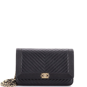Chanel Boy Wallet on Chain Chevron Lambskin