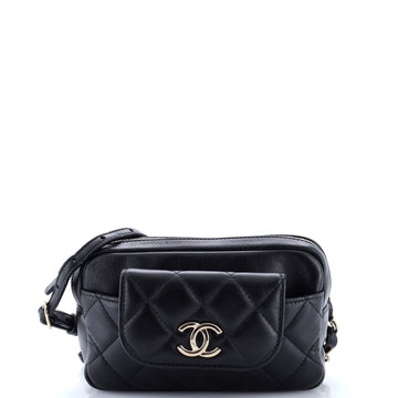 Chanel CC Front Pocket Waist Bag Quilted Lambskin