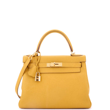 Hermes Kelly Handbag Yellow Togo with Gold Hardware 28
