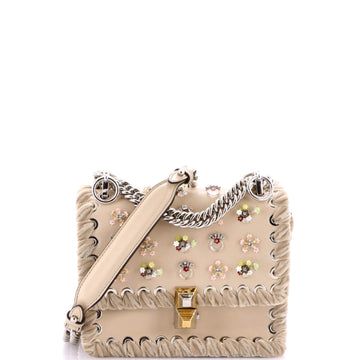 Fendi Kan I Bag Embellished Whipstitch Leather Small