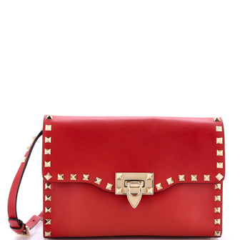 Valentino Garavani Rockstud Flip Lock Flap Bag Leather Medium