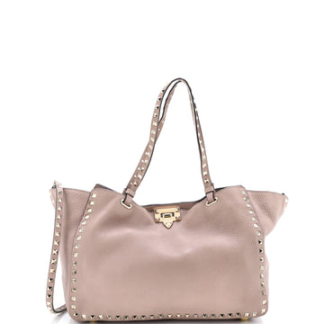Valentino Garavani Rockstud Tote Pebbled Leather Medium