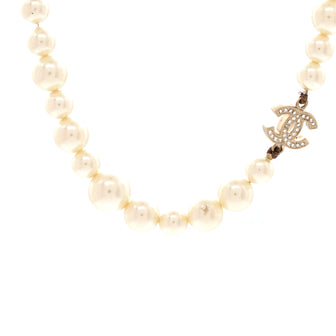 Chanel CC Station Short Necklace Faux Pearls and Metal with Crystals