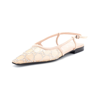 Gucci Women's Slingback Flats Crystal GG Embellished Mesh