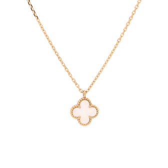 Van Cleef & Arpels Sweet Alhambra Pendant Necklace 18K Yellow Gold and Mother of Pearl