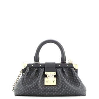 Louis Vuitton Top Handle Frame Clutch Nanogram Embossed Leather