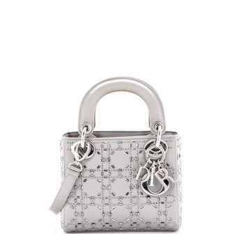 Christian Dior Lady Dior Bag Crystal Embellished Cannage Quilt Satin Mini