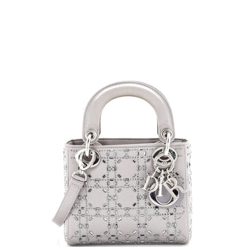 Christian Dior Lady Dior Bag Crystal Embellished Cannage Quilt Satin Mini