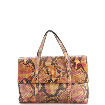 Chanel Vintage CC Flap Handle Tote Python Mini