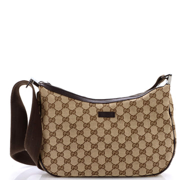 Gucci Saddle Zip Messenger Bag GG Canvas with Leather Medium