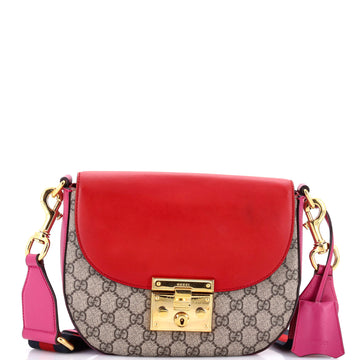 Gucci Padlock Saddle Shoulder Bag GG Coated Canvas and Leather Medium