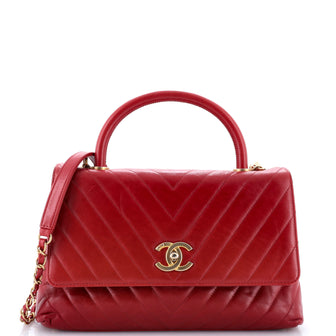 Chanel Coco Top Handle Bag Chevron Calfskin Small