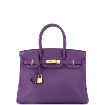 Hermes Birkin Handbag Purple Togo with Gold Hardware 30