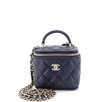 Chanel Classic Top Handle Vanity Case with Chain Quilted Lambskin Mini