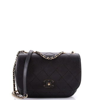 Chanel Enamel CC Chain Flap Bag Stitched Calfskin Small