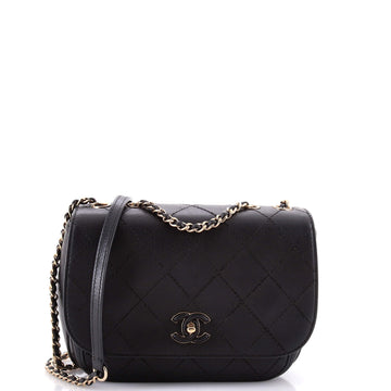 Chanel Enamel CC Chain Flap Bag Stitched Calfskin Small