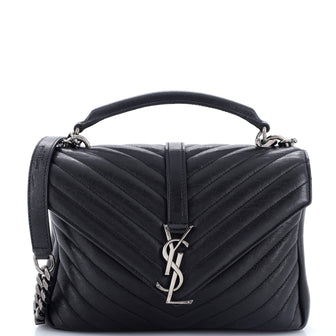 Saint Laurent Classic Monogram College Bag Matelasse Chevron Leather Medium