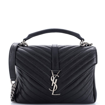 Saint Laurent Classic Monogram College Bag Matelasse Chevron Leather Medium