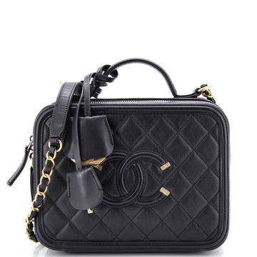 Chanel Filigree Vanity Case Quilted Caviar Medium