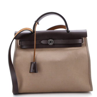 Hermes Herbag Zip Leather and Toile 31