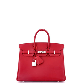 Hermes Birkin Handbag Red Epsom with Palladium Hardware 25