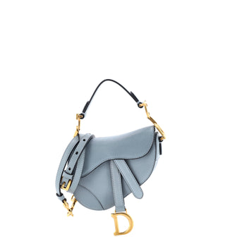 Christian Dior Saddle Handbag with Strap Leather Micro