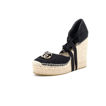 Gucci Women’s Pearly GG Wedge Espadrilles Crochet Cotton