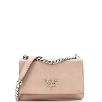 Prada Chain Flap Crossbody Bag Saffiano and Soft Calf Small