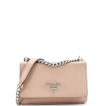 Prada Chain Flap Crossbody Bag Saffiano and Soft Calf Small