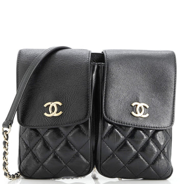 Chanel Double Pocket Flap Crossbody Quilted Glazed Calfskin Medium
