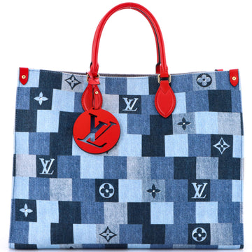 Louis Vuitton OnTheGo Tote Damier and Monogram Patchwork Denim GM