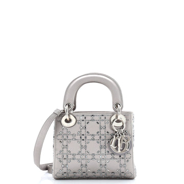 Christian Dior Lady Dior Bag Crystal Embellished Cannage Quilt Satin Mini
