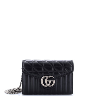 Gucci GG Marmont Chain Wallet Mixed Matelasse Leather Mini