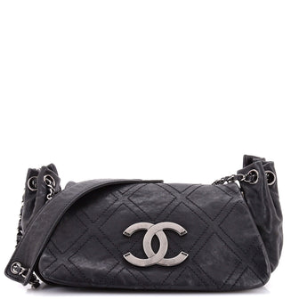 Chanel Diamond Stitch Accordion Flap Bag Quilted Calfskin Medium