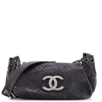 Chanel Diamond Stitch Accordion Flap Bag Quilted Calfskin Medium