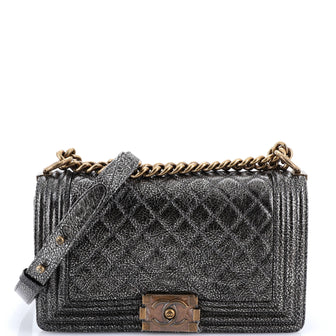Chanel Boy Flap Bag Quilted Crackled Calfskin Old Medium